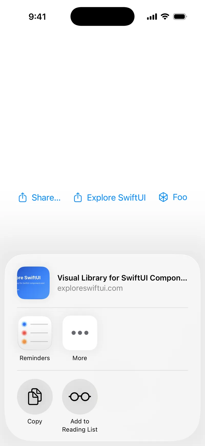 ShareLink - iOS Liquid Glass Light Mode Preview
