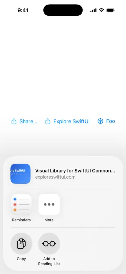 ShareLink - iOS on iPhone - Portrait - Liquid Glass - Light Mode - Preview