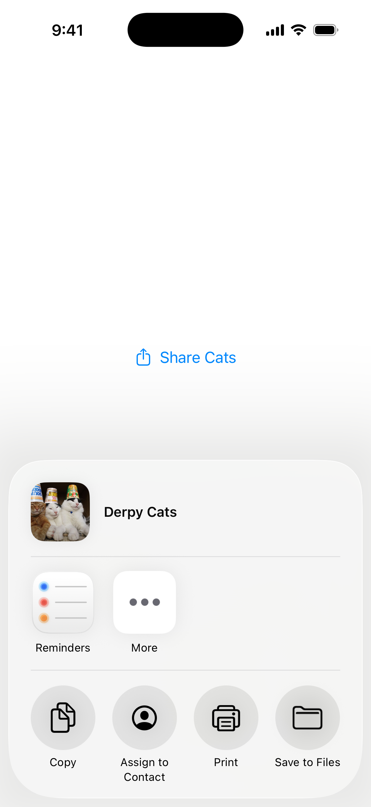 Custom Preview Item ShareLink  - iOS on iPhone - Portrait - Liquid Glass - Light Mode - Preview