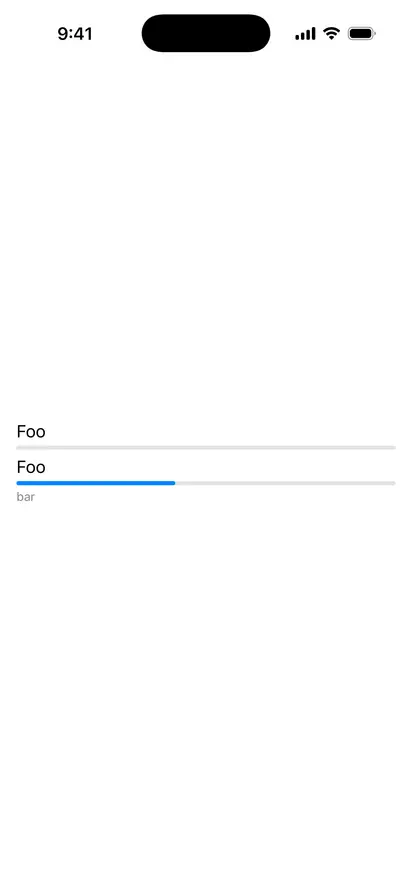 LinearProgressViewStyle - iOS on iPhone - Portrait - Liquid Glass - Light Mode - Preview