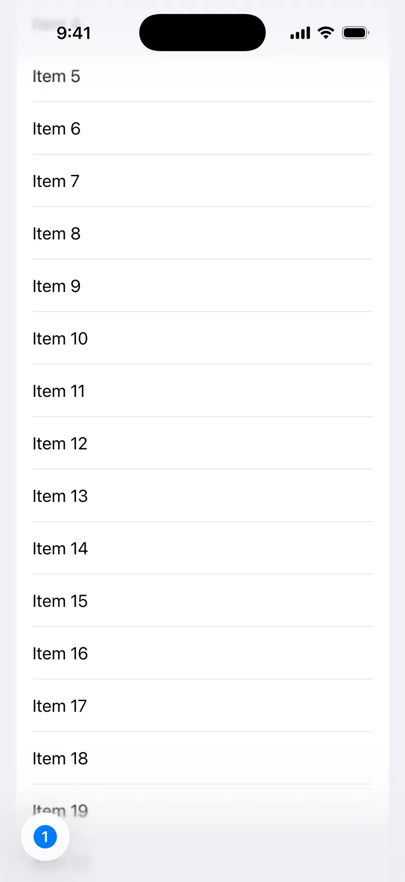 Hide Tab Bar On Scroll Down - iOS on iPhone - Portrait - Liquid Glass - Light Mode - Preview