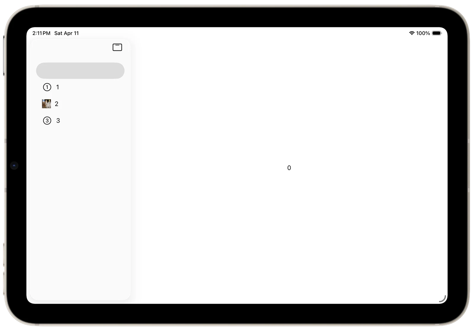 SidebarAdaptableTabViewStyle - iPadOS - Landscape - Liquid Glass - Light Mode - Preview