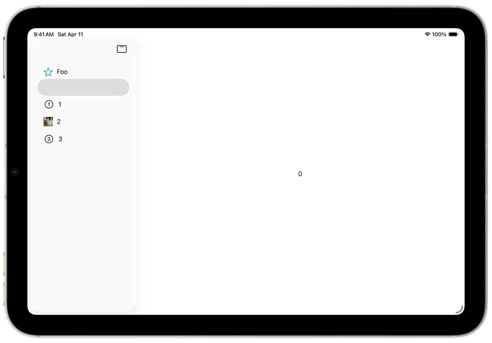 Tab View Side Bar Header - iPadOS - Landscape - Liquid Glass - Light Mode - Preview