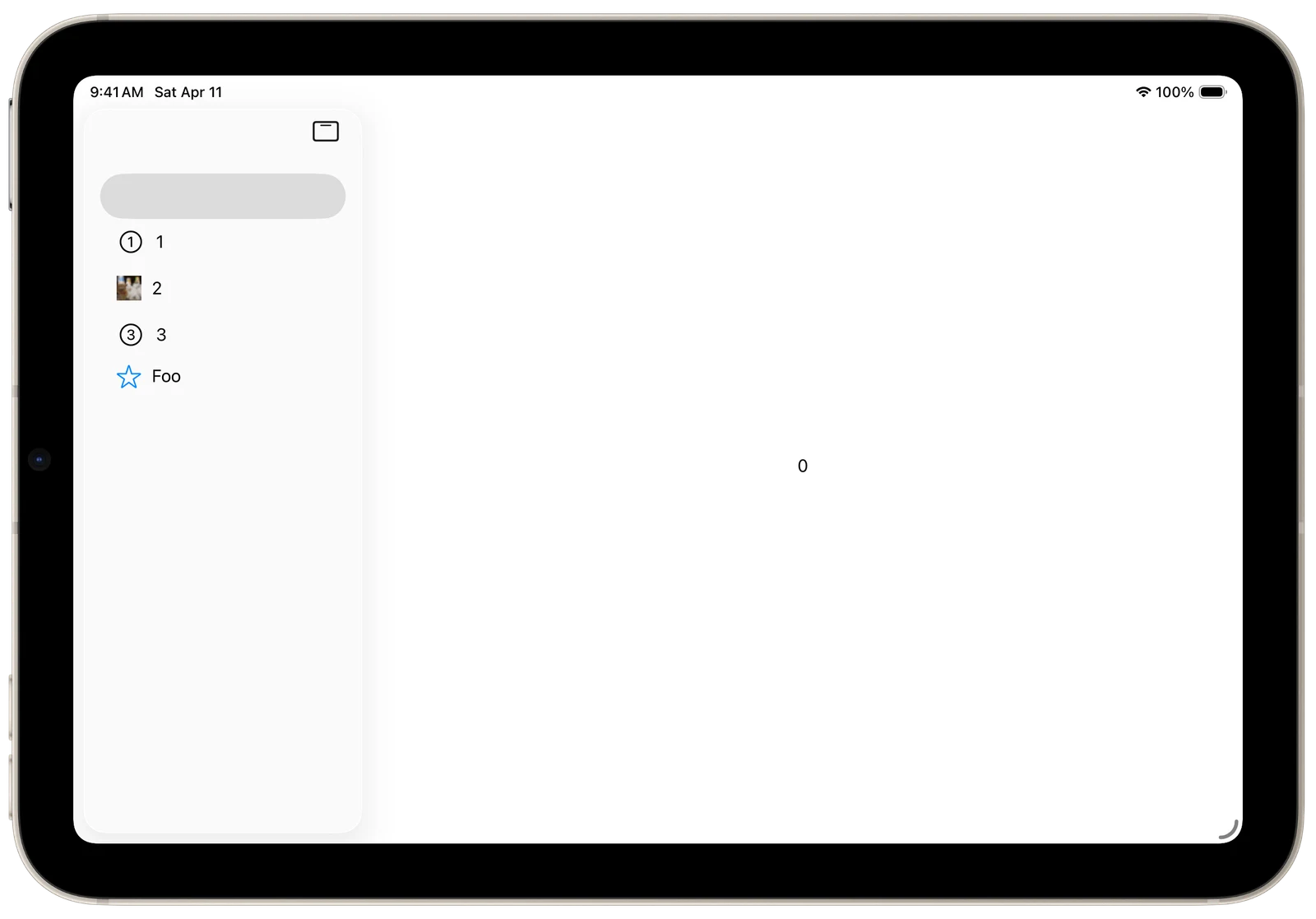 Tab View Side Bar Footer - iPadOS - Landscape - Liquid Glass - Light Mode - Preview