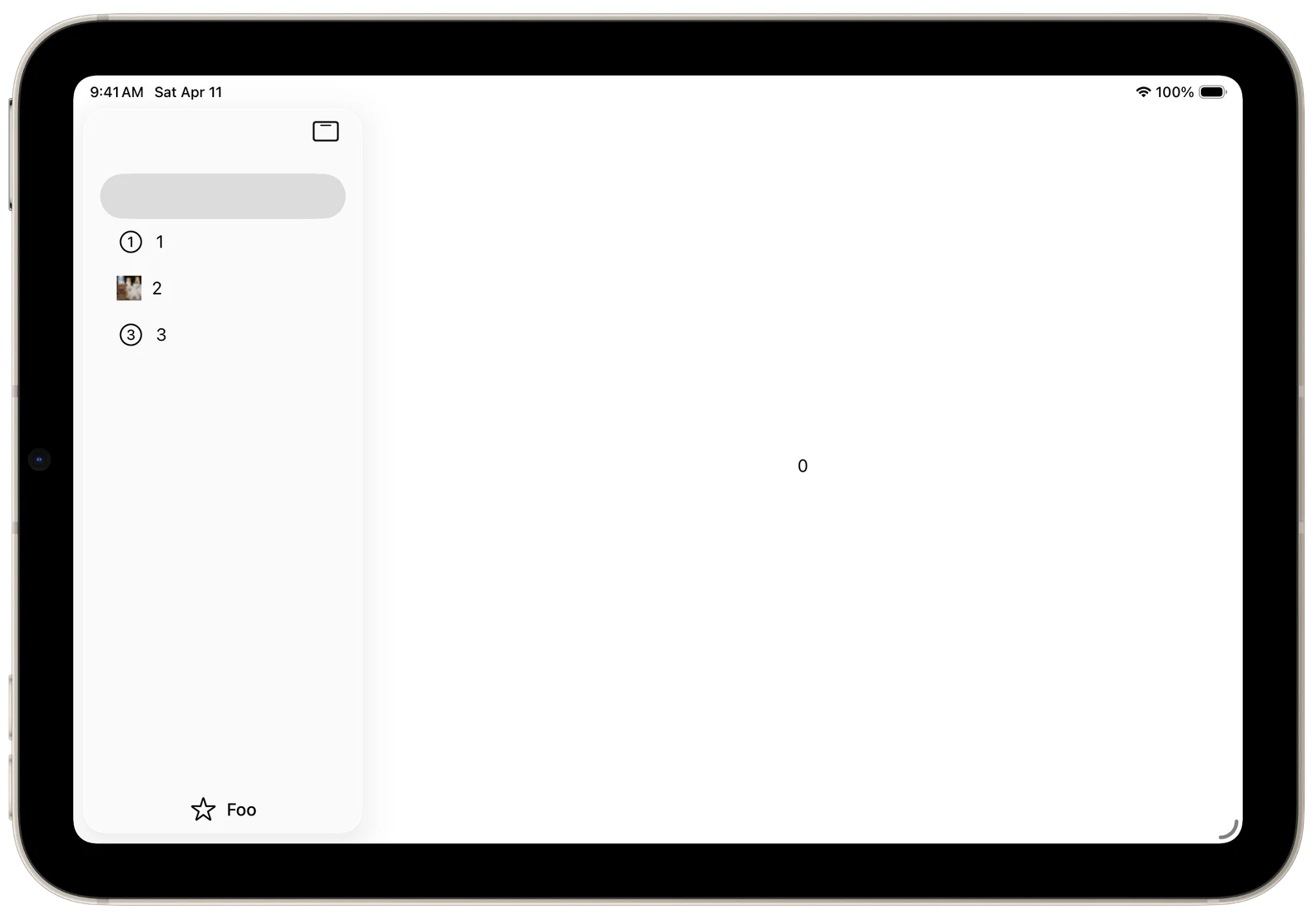 Tab View Side Bar Bottom Bar - iPadOS - Landscape - Liquid Glass - Light Mode - Preview