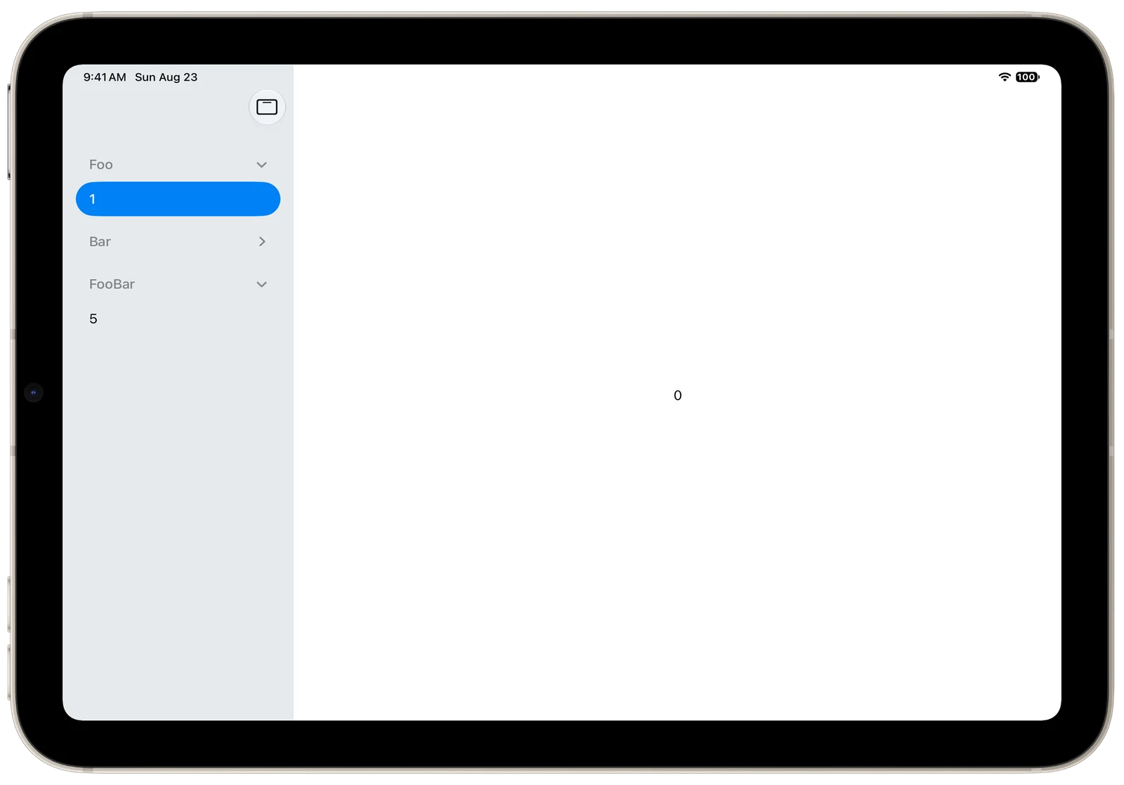 Default Collapsed Tab Section - iPadOS - Landscape - Liquid Glass - Light Mode - Preview