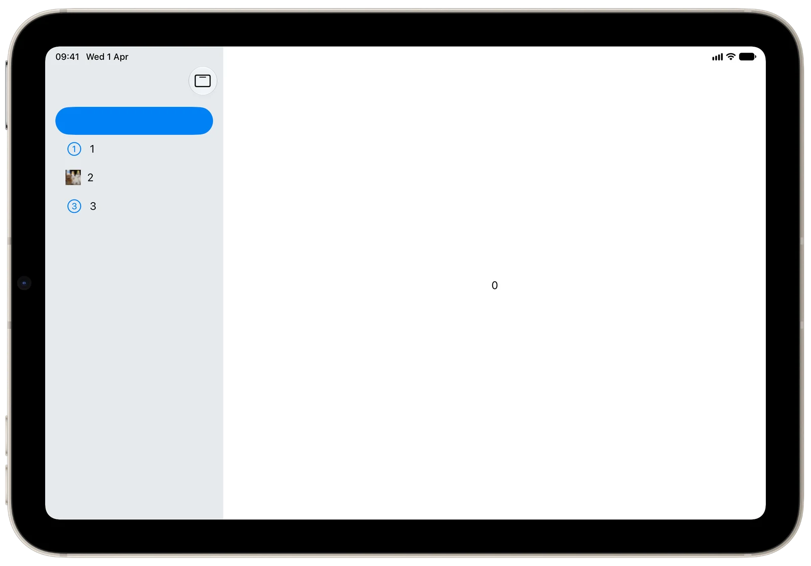 Default Tab Bar Placement - iPadOS - Landscape - Liquid Glass - Light Mode - Preview