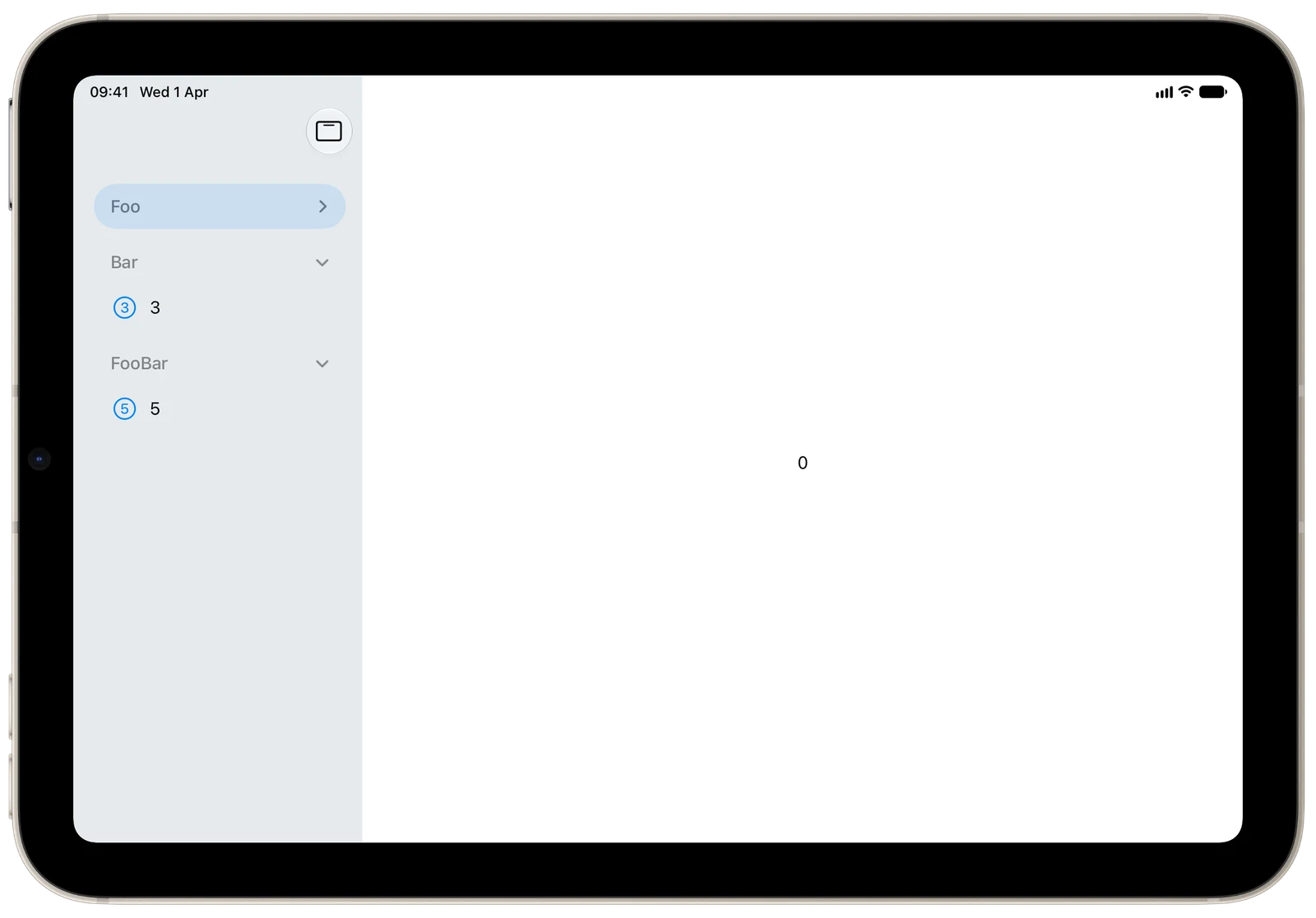Collapse Sidebar Sections by Default - iPadOS - Landscape - Liquid Glass - Light Mode - Preview