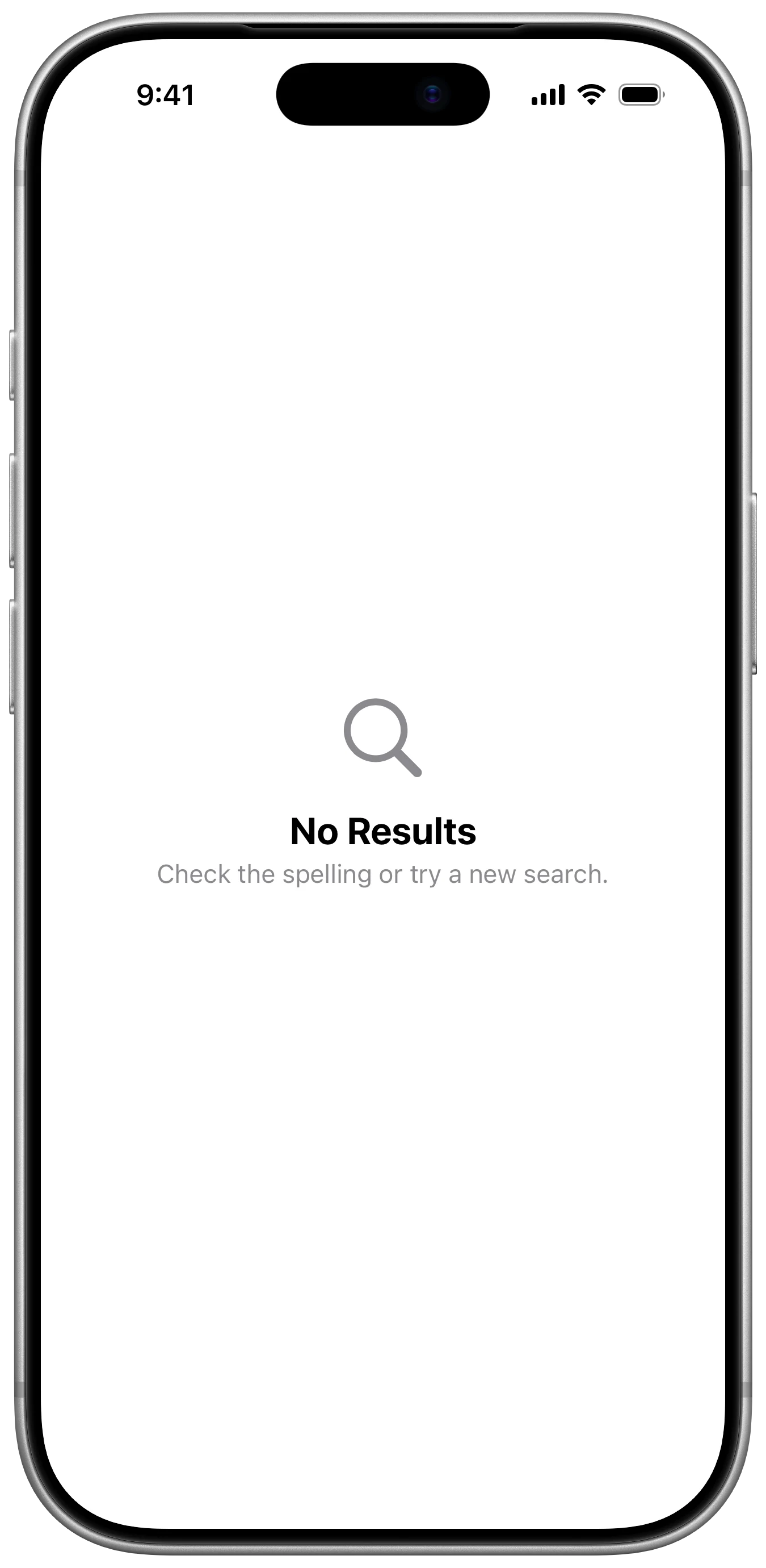 Content Unavailable Search - iOS on iPhone - Portrait - Liquid Glass - Light Mode - Preview