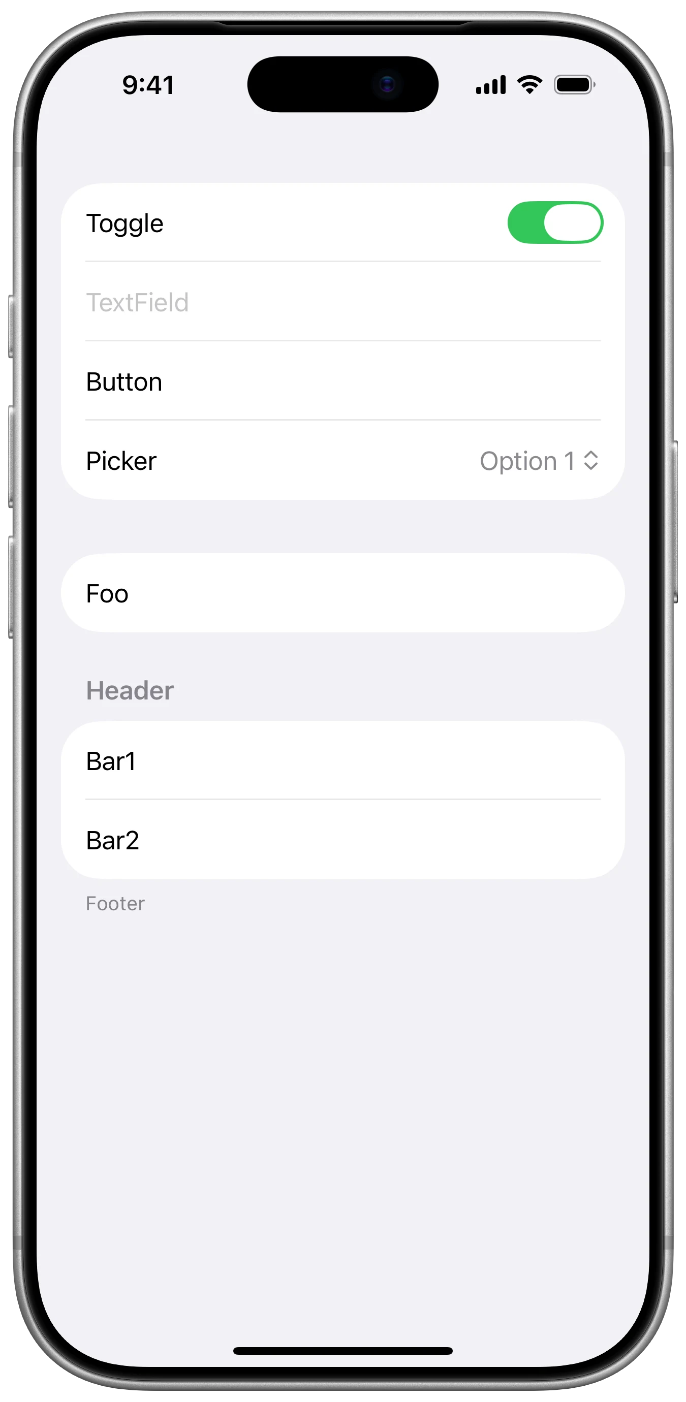 SidebarListStyle - iOS on iPhone - Portrait - Flat Design - Light Mode - Preview