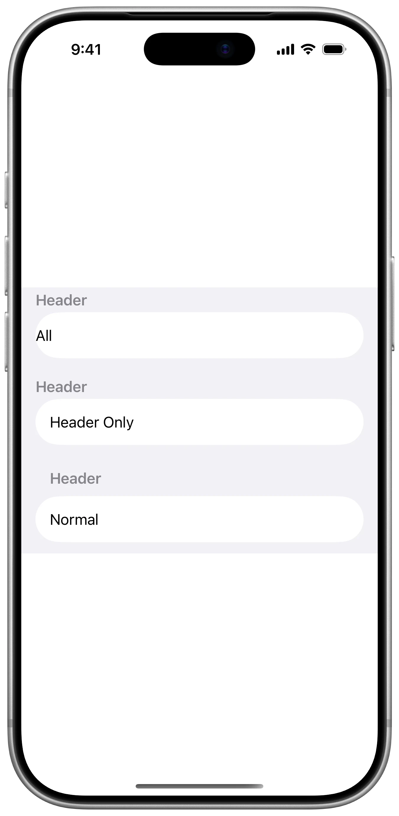 List Row Insets - iOS on iPhone - Portrait - Flat Design - Light Mode - Preview