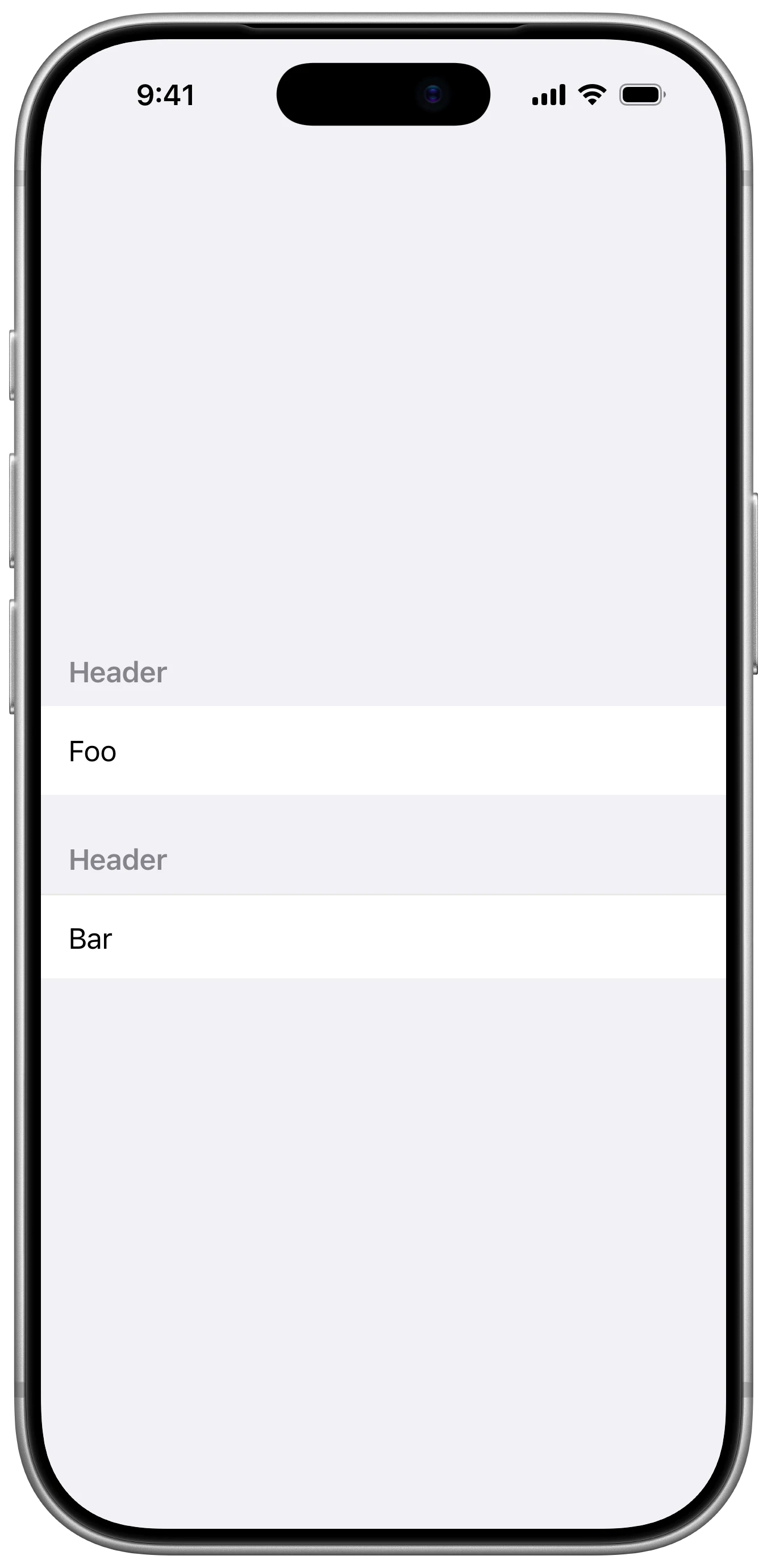 Hidden List Section Separator - iOS on iPhone - Portrait - Flat Design - Light Mode - Preview