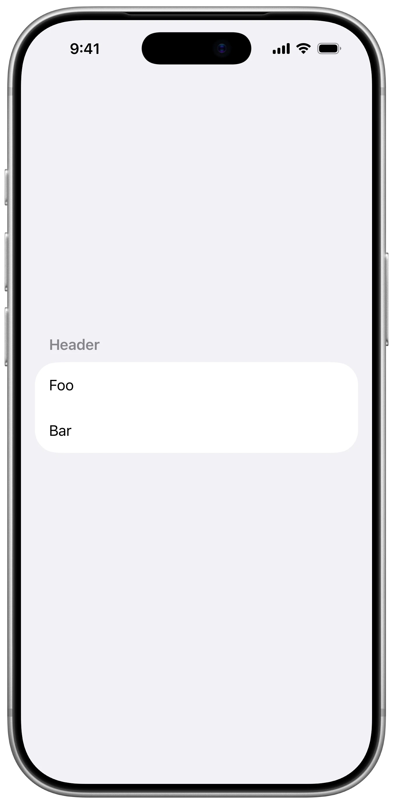 Hidden List Row Separator - iOS on iPhone - Portrait - Flat Design - Light Mode - Preview