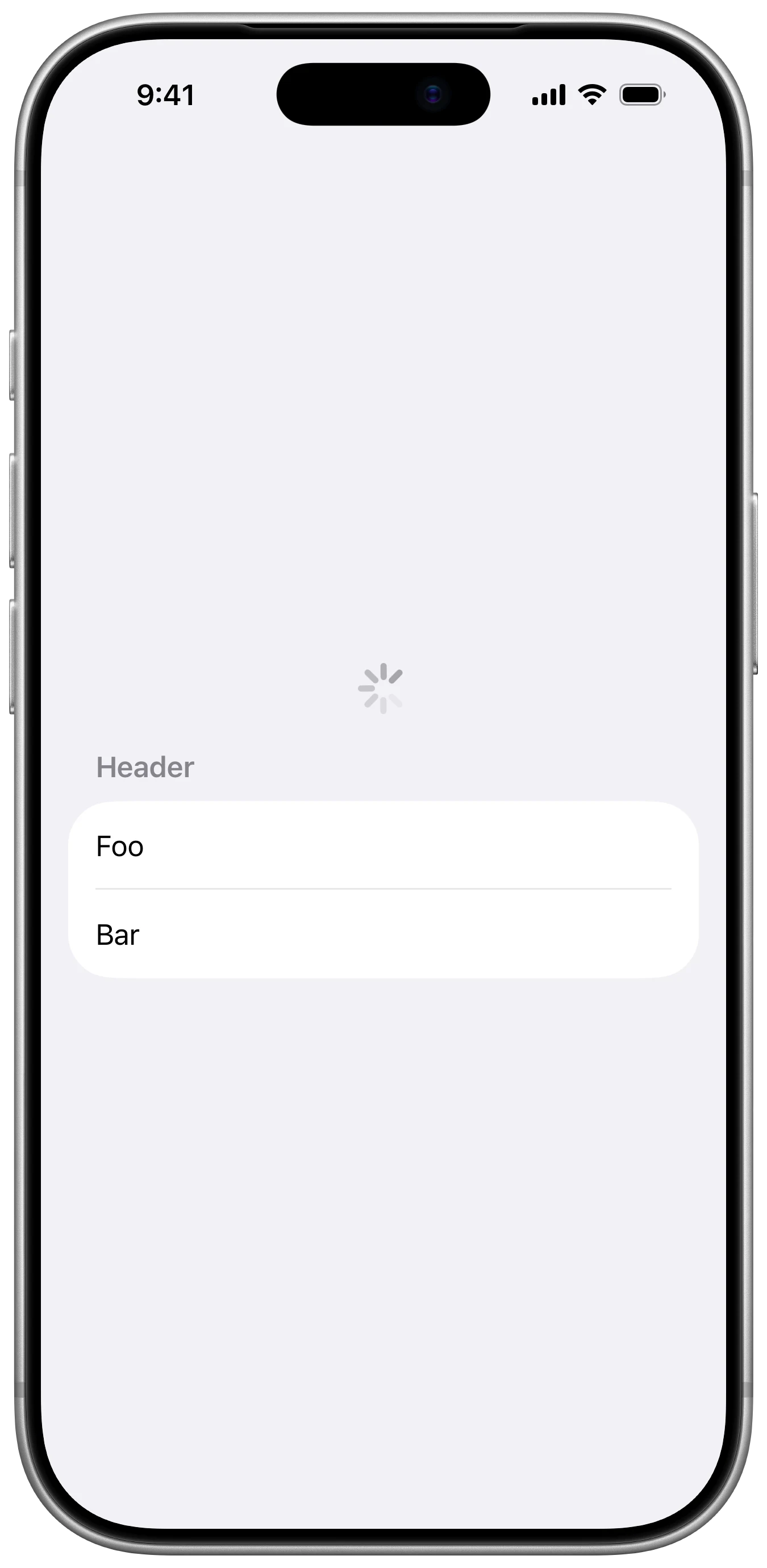 Refreshable List - iOS on iPhone - Portrait - Flat Design - Light Mode - Preview