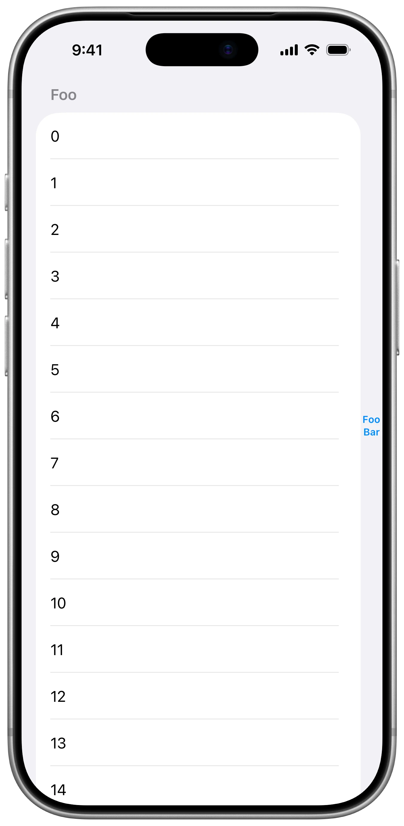 Section Index Label and Visibility - iOS on iPhone - Portrait - Liquid Glass - Light Mode - Preview