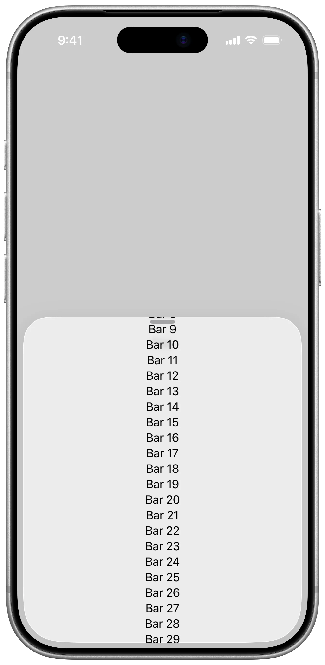Prioritize Sheet Content Scrolling - iOS on iPhone - Portrait - Liquid Glass - Light Mode - Preview