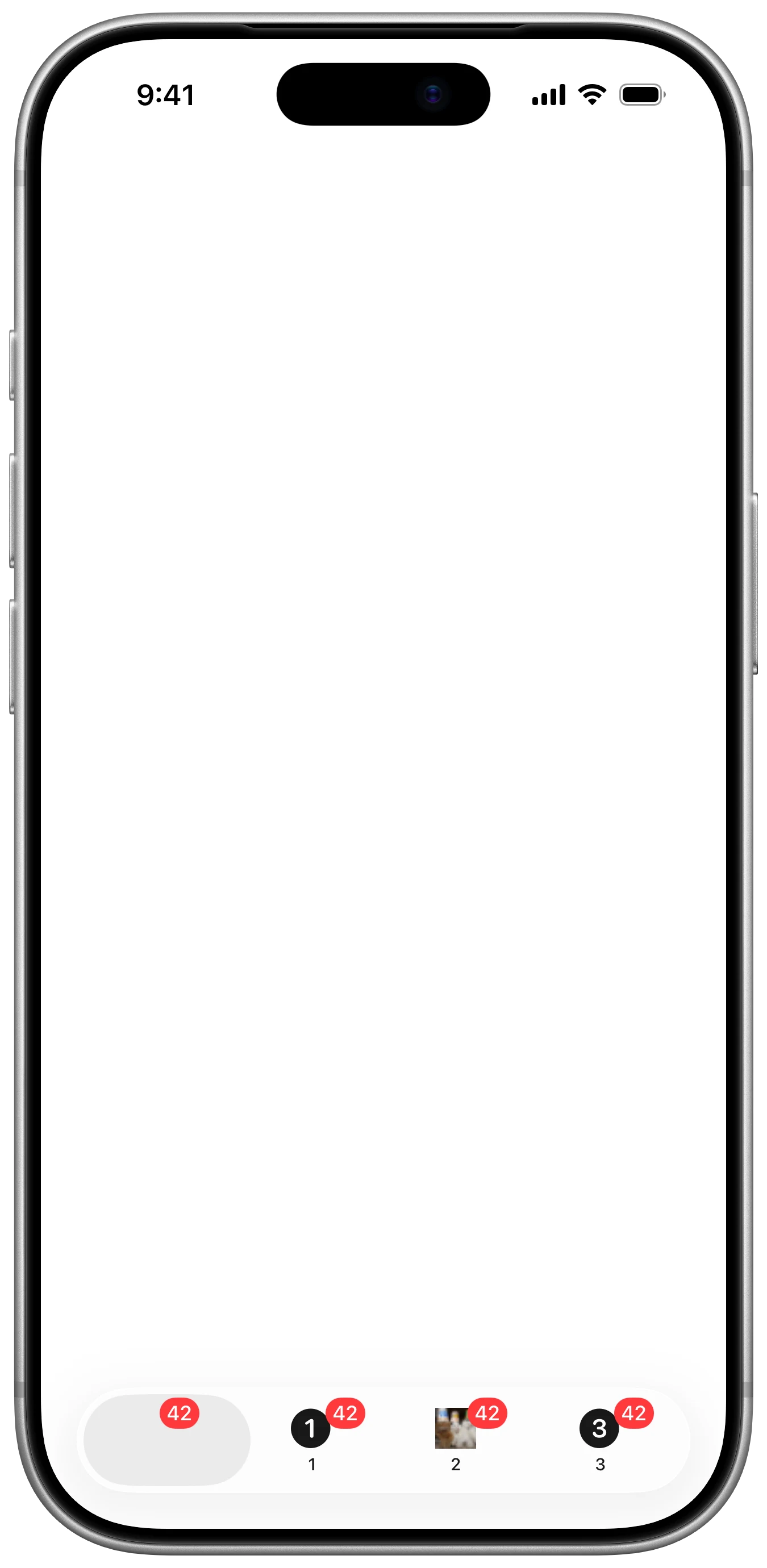 Tab Badge - iOS on iPhone - Portrait - Liquid Glass - Light Mode - Preview