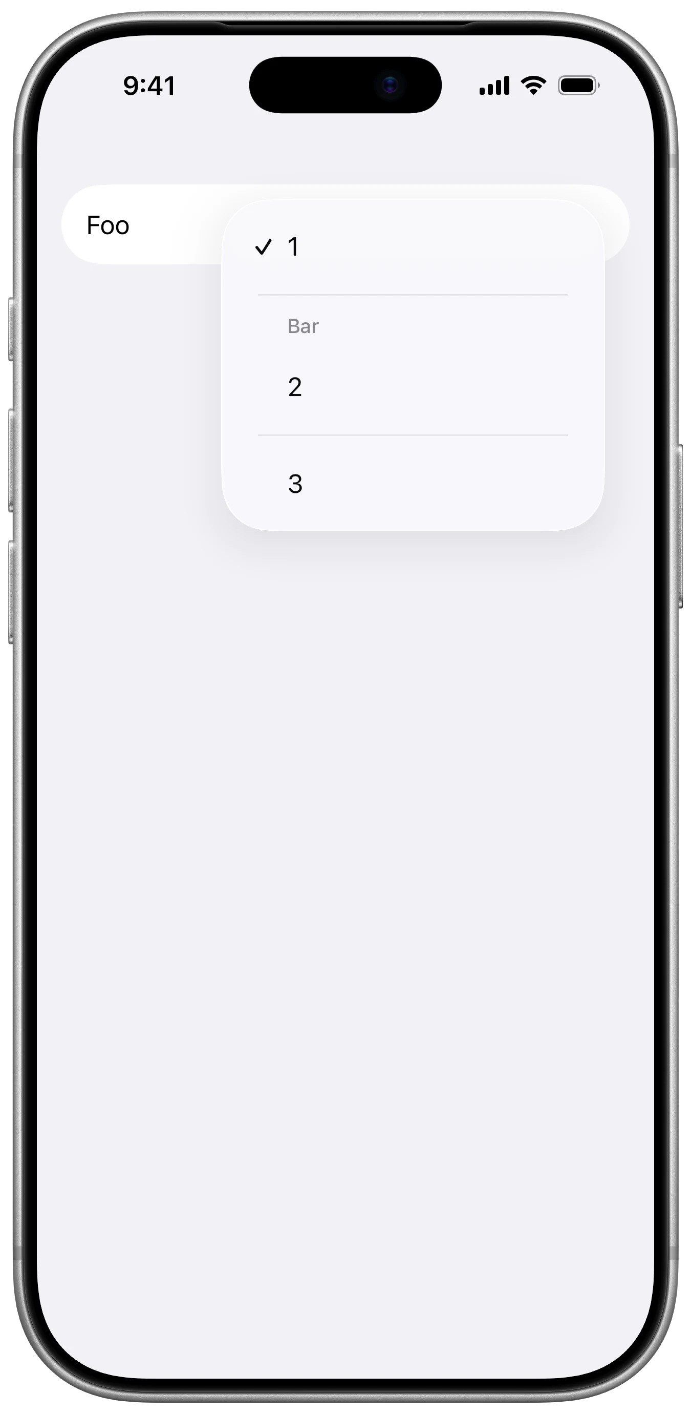 Picker Section - iOS on iPhone - Portrait - Liquid Glass - Light Mode - Preview