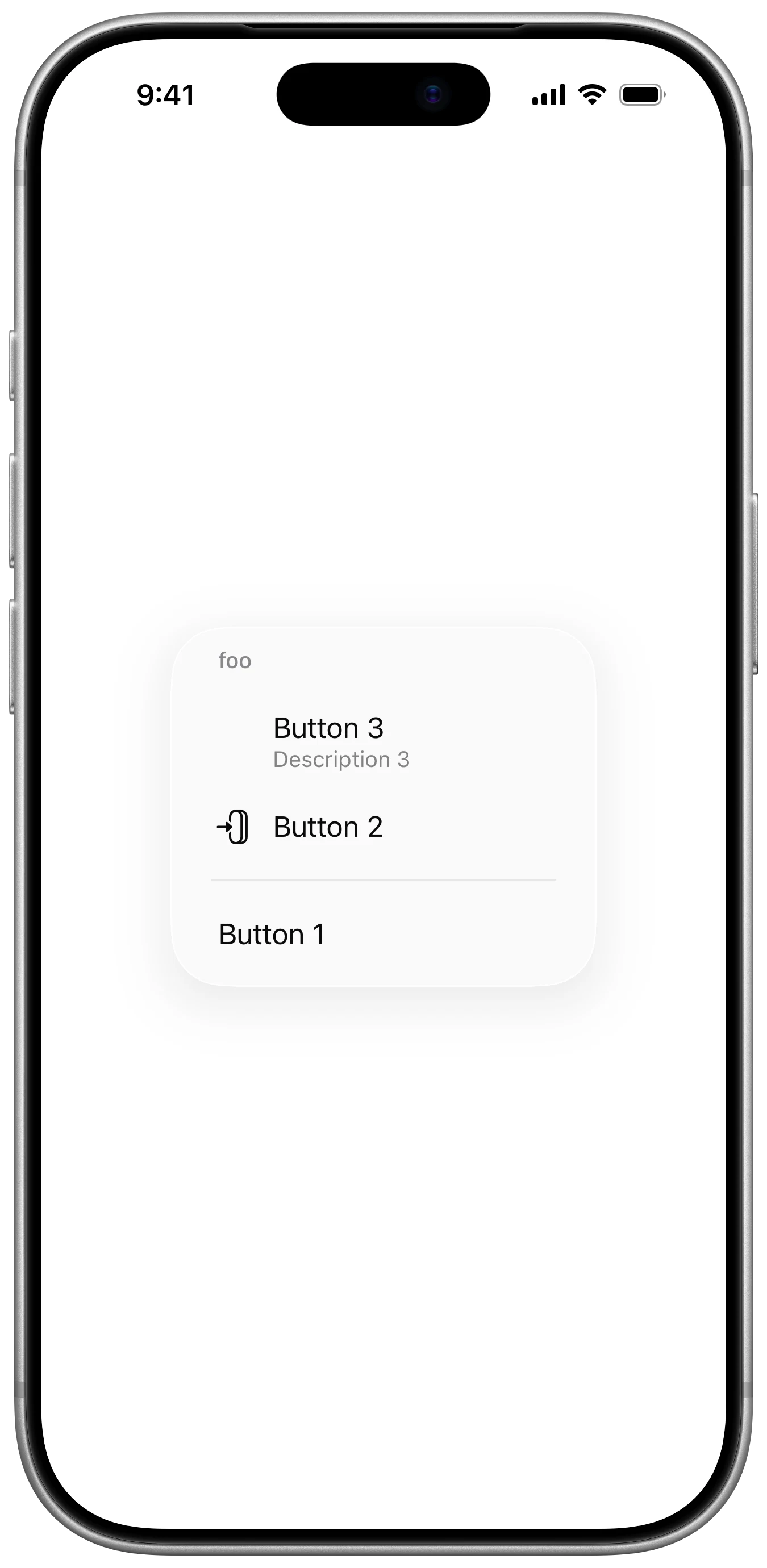 Menu Section - iOS on iPhone - Portrait - Liquid Glass - Light Mode - Preview
