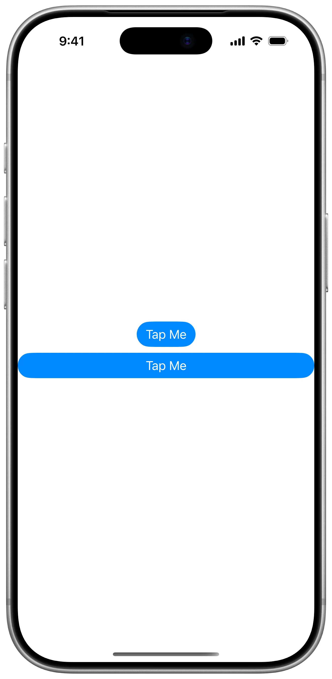 Button Sizing - iOS on iPhone - Portrait - Liquid Glass - Light Mode - Preview