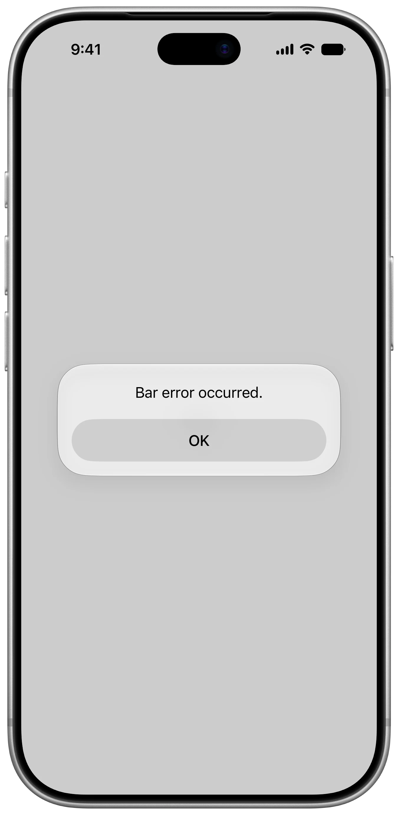 Error Alert - iOS on iPhone - Portrait - Liquid Glass - Light Mode - Preview