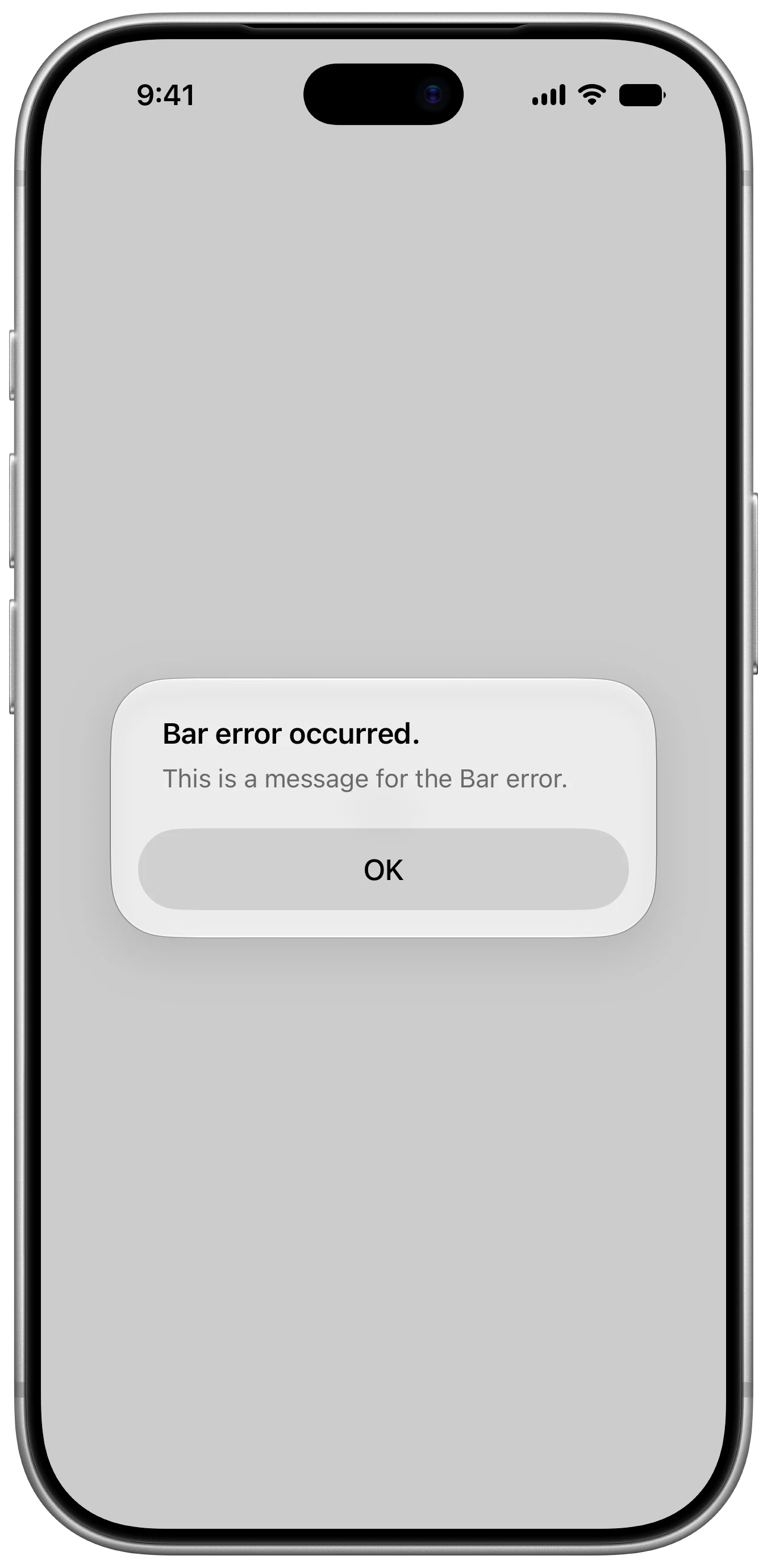 Message Error Alert - iOS on iPhone - Portrait - Liquid Glass - Light Mode - Preview