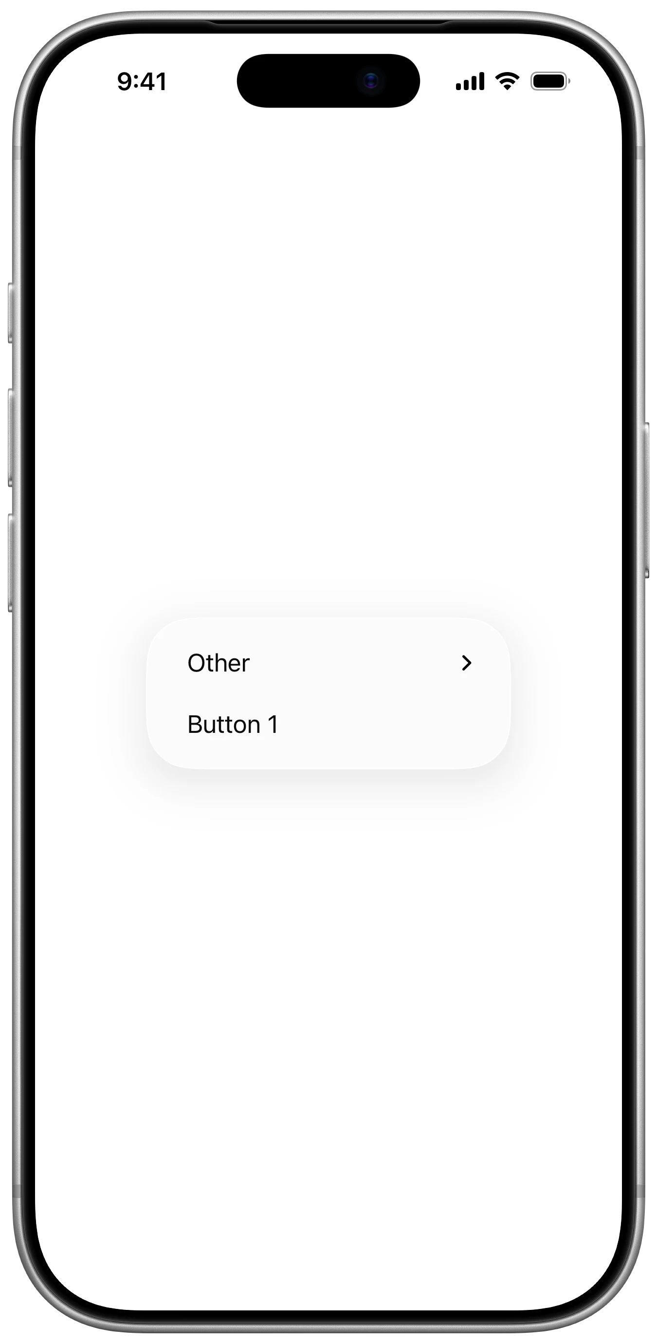 Nested Menu - iOS on iPhone - Portrait - Liquid Glass - Light Mode - Preview