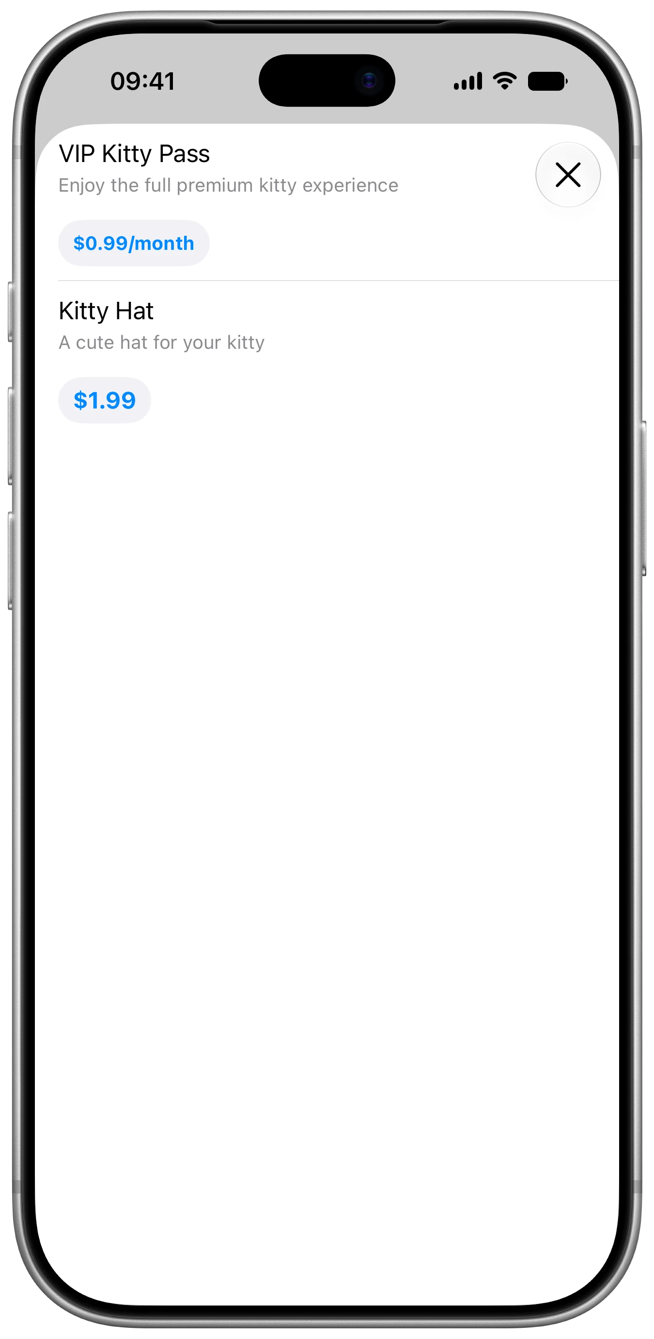 Store Cancellation Button - iOS on iPhone - Portrait - Liquid Glass - Light Mode - Preview
