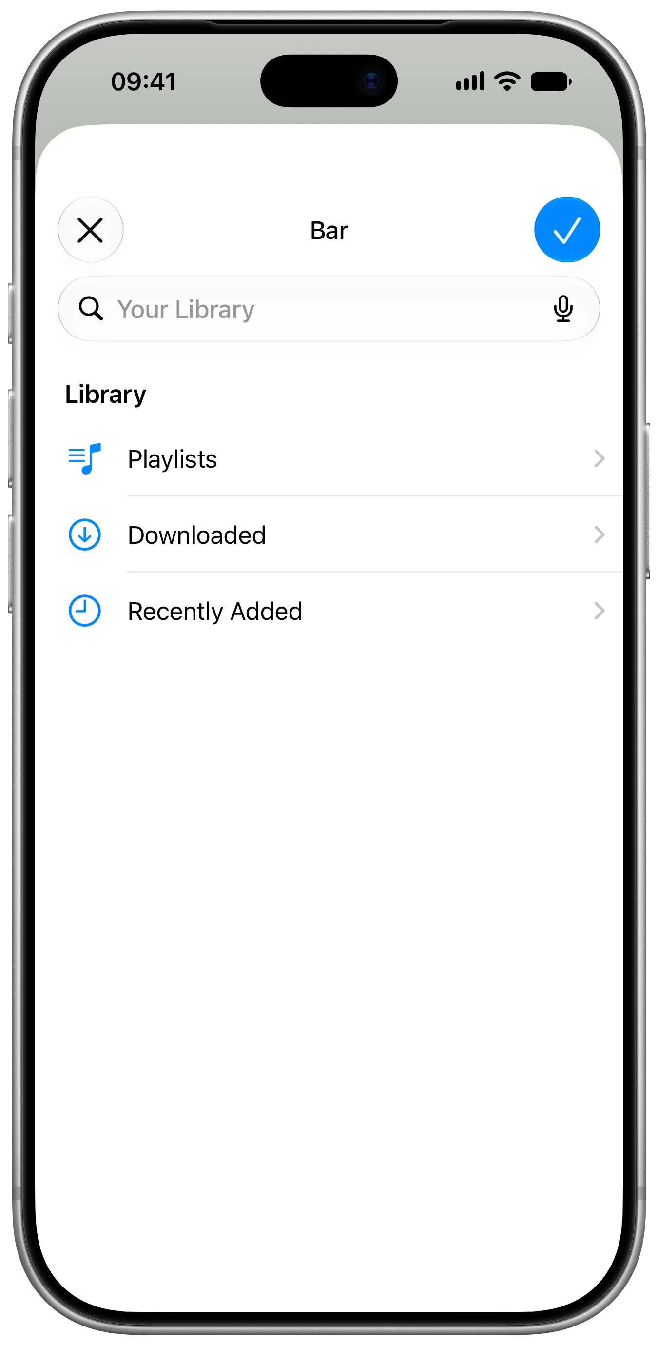 Music Picker - iOS on iPhone - Portrait - Liquid Glass - Light Mode - Preview