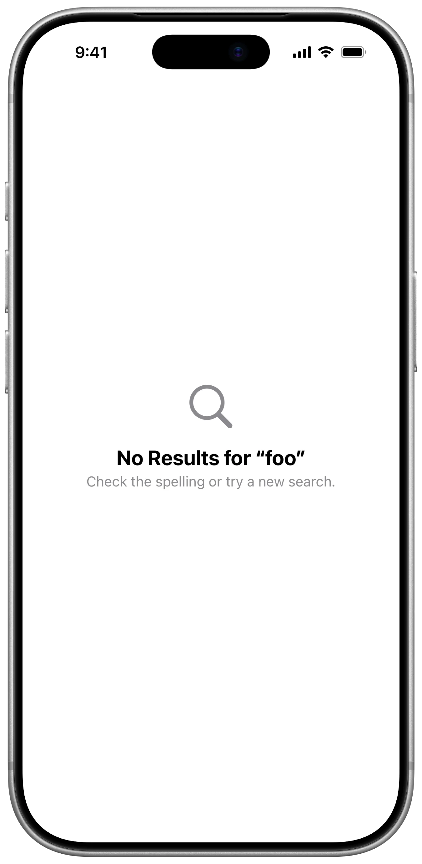 Content Unavailable Search Text - iOS on iPhone - Portrait - Liquid Glass - Light Mode - Preview