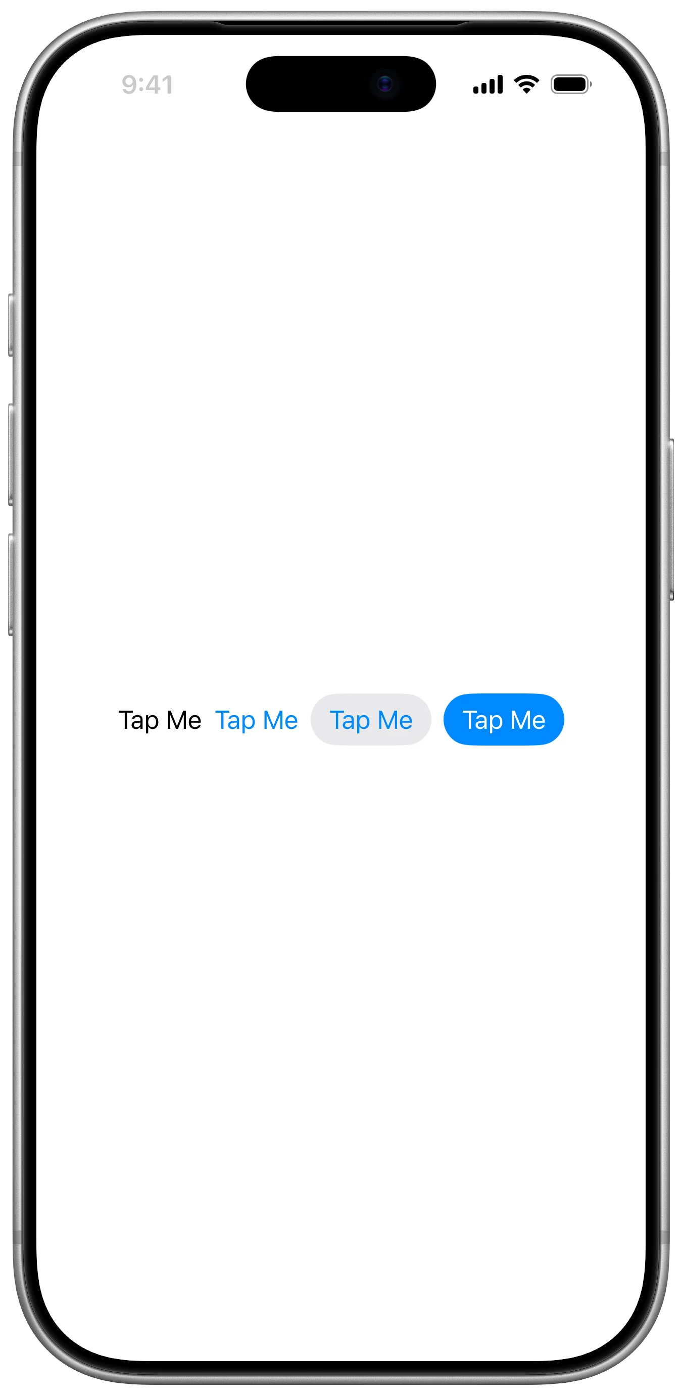 Button Styles - iOS on iPhone - Portrait - Liquid Glass - Light Mode - Preview