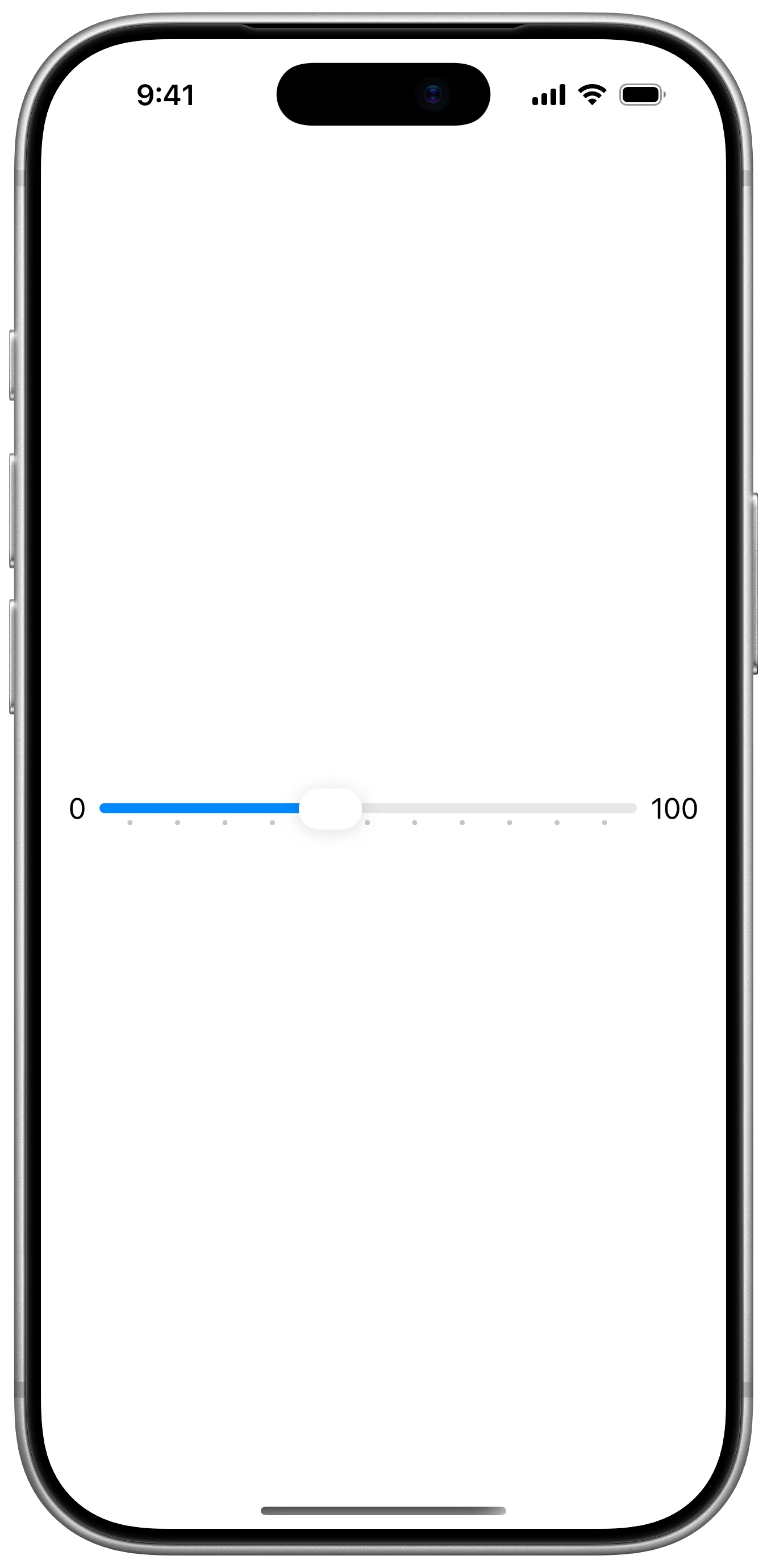 Stepped Min Max Label Slider - iOS on iPhone - Portrait - Liquid Glass - Light Mode - Preview
