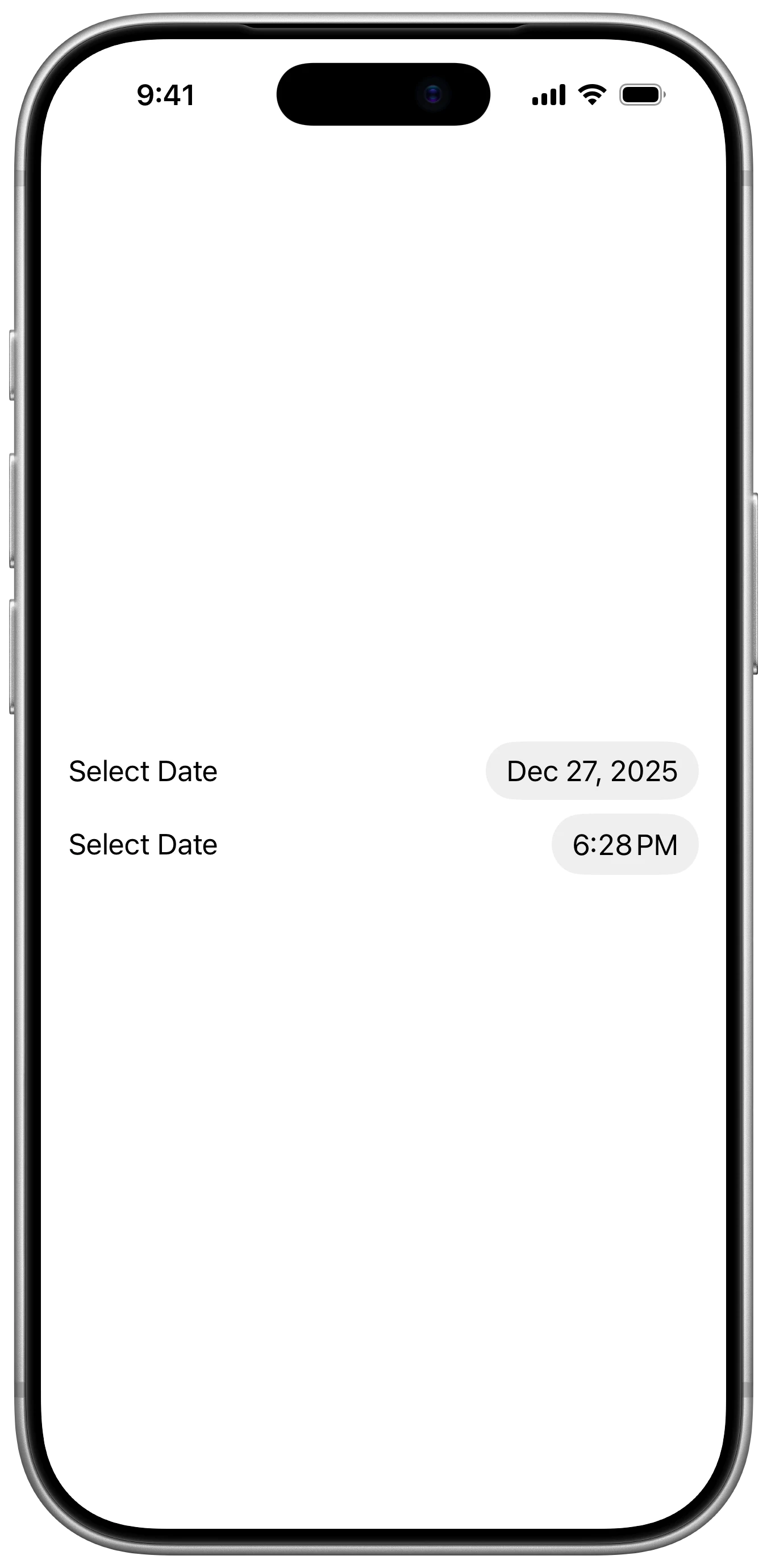 DatePicker Components  - iOS on iPhone - Portrait - Liquid Glass - Light Mode - Preview