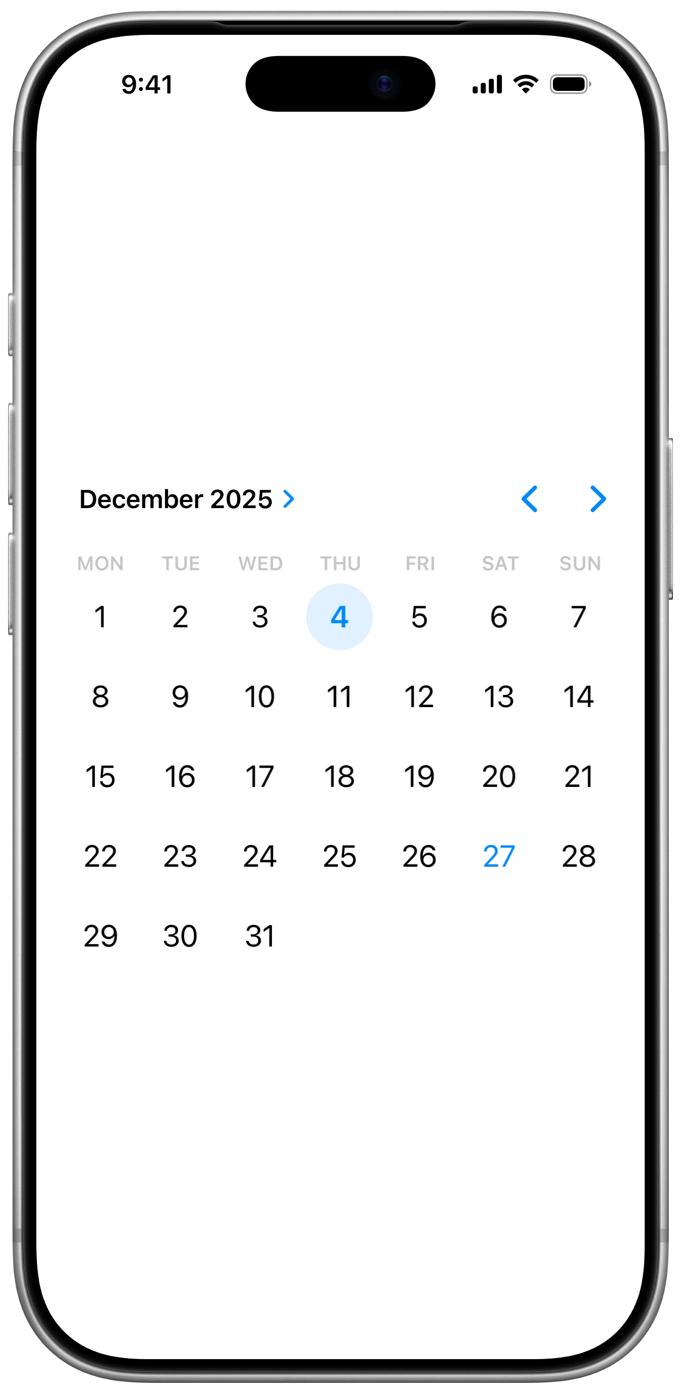 GraphicalDatePickerStyle - iOS on iPhone - Portrait - Liquid Glass - Light Mode - Preview