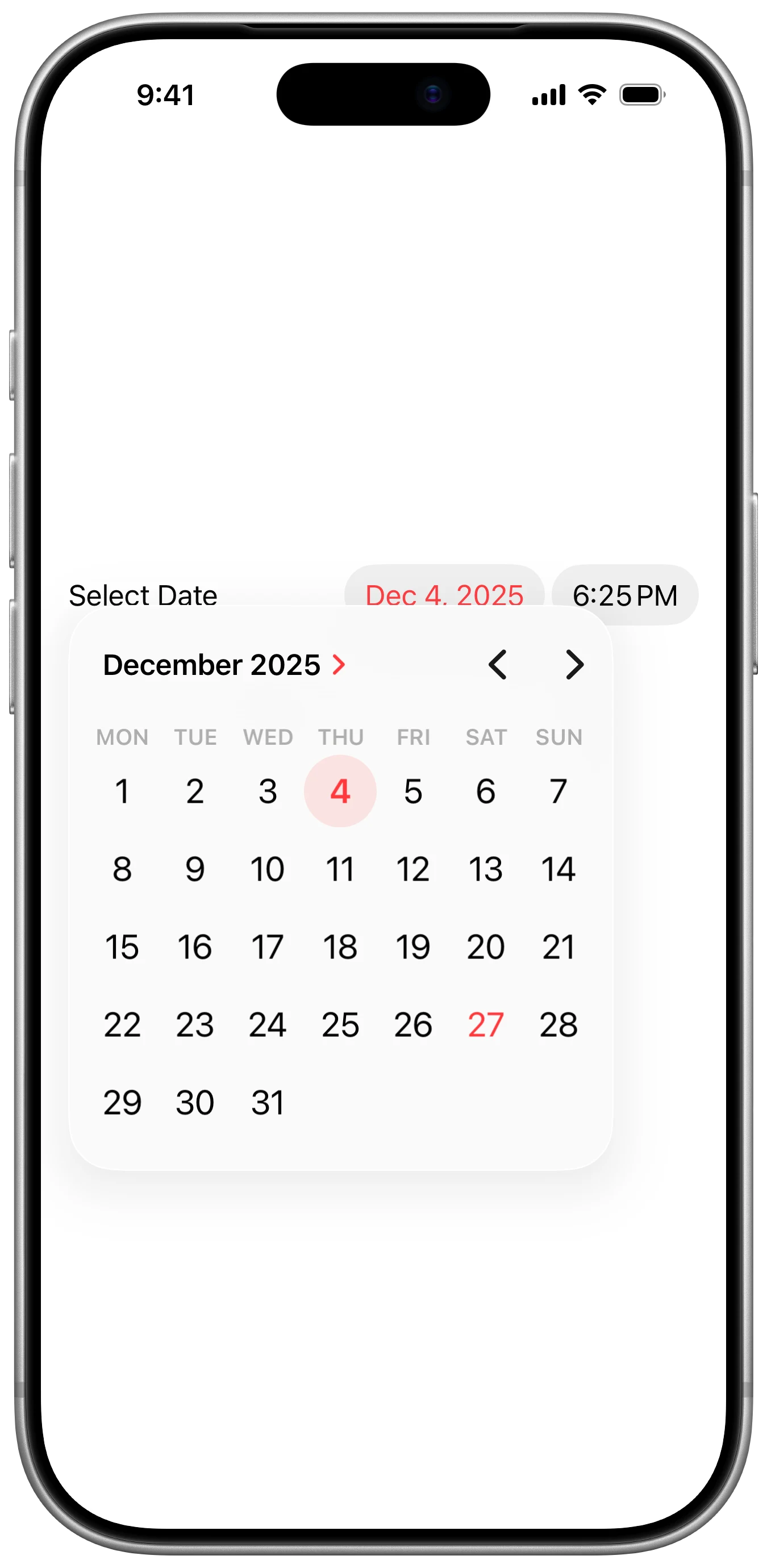 DatePicker Colors - iOS on iPhone - Portrait - Liquid Glass - Light Mode - Preview