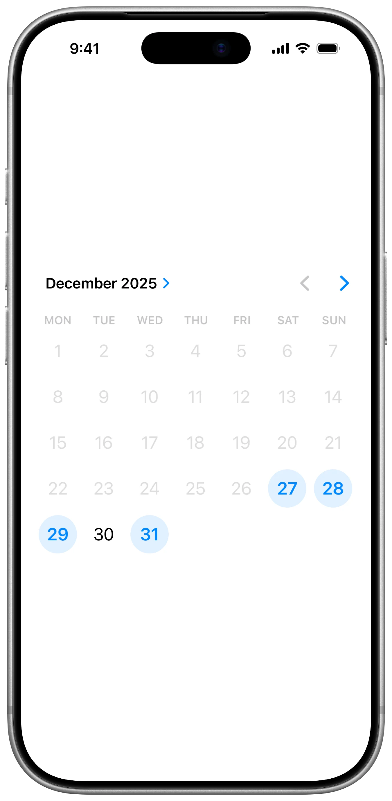 Future DatePicker - iOS on iPhone - Portrait - Liquid Glass - Light Mode - Preview