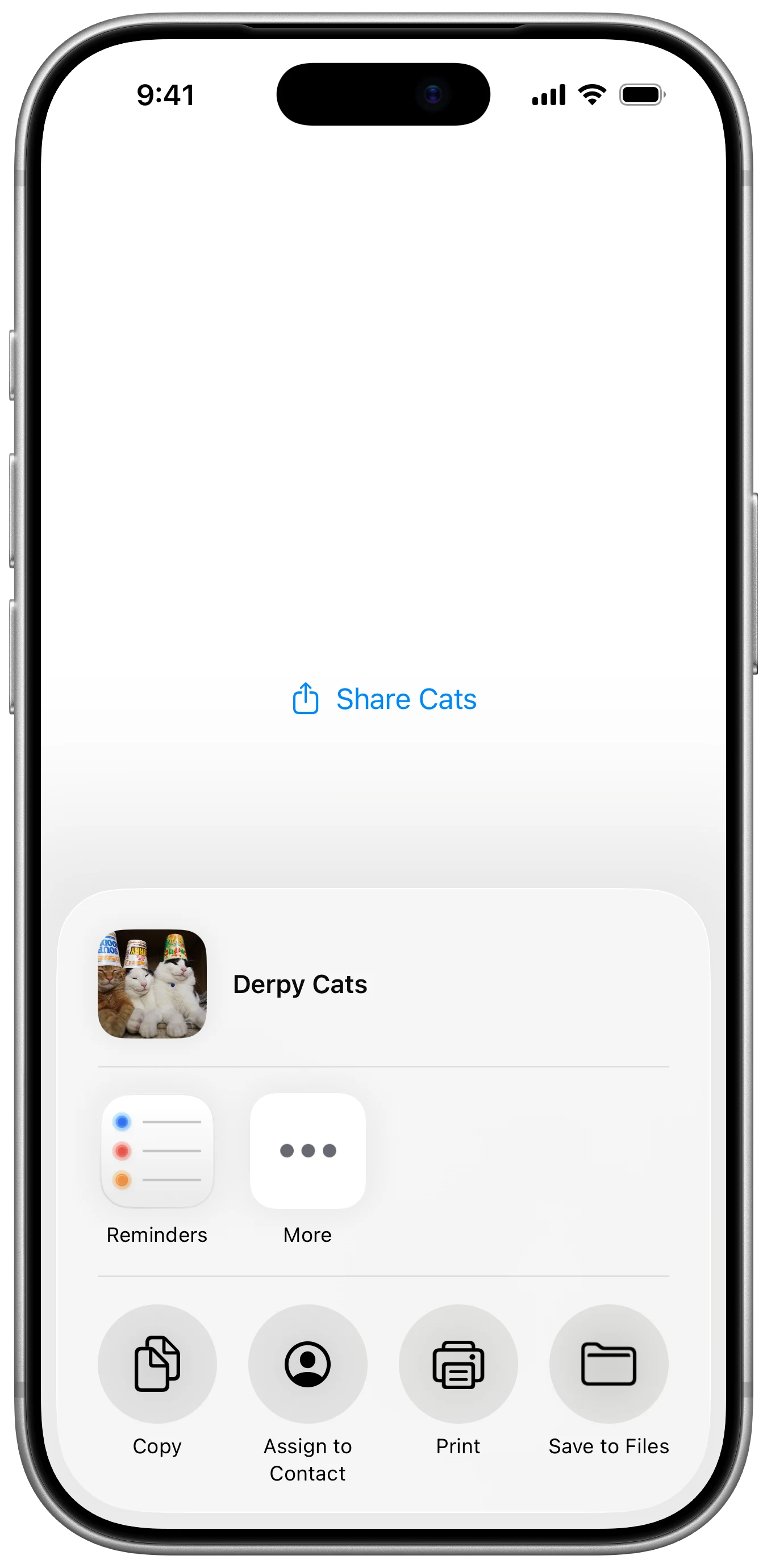 Custom Preview Item ShareLink  - iOS on iPhone - Portrait - Liquid Glass - Light Mode - Preview