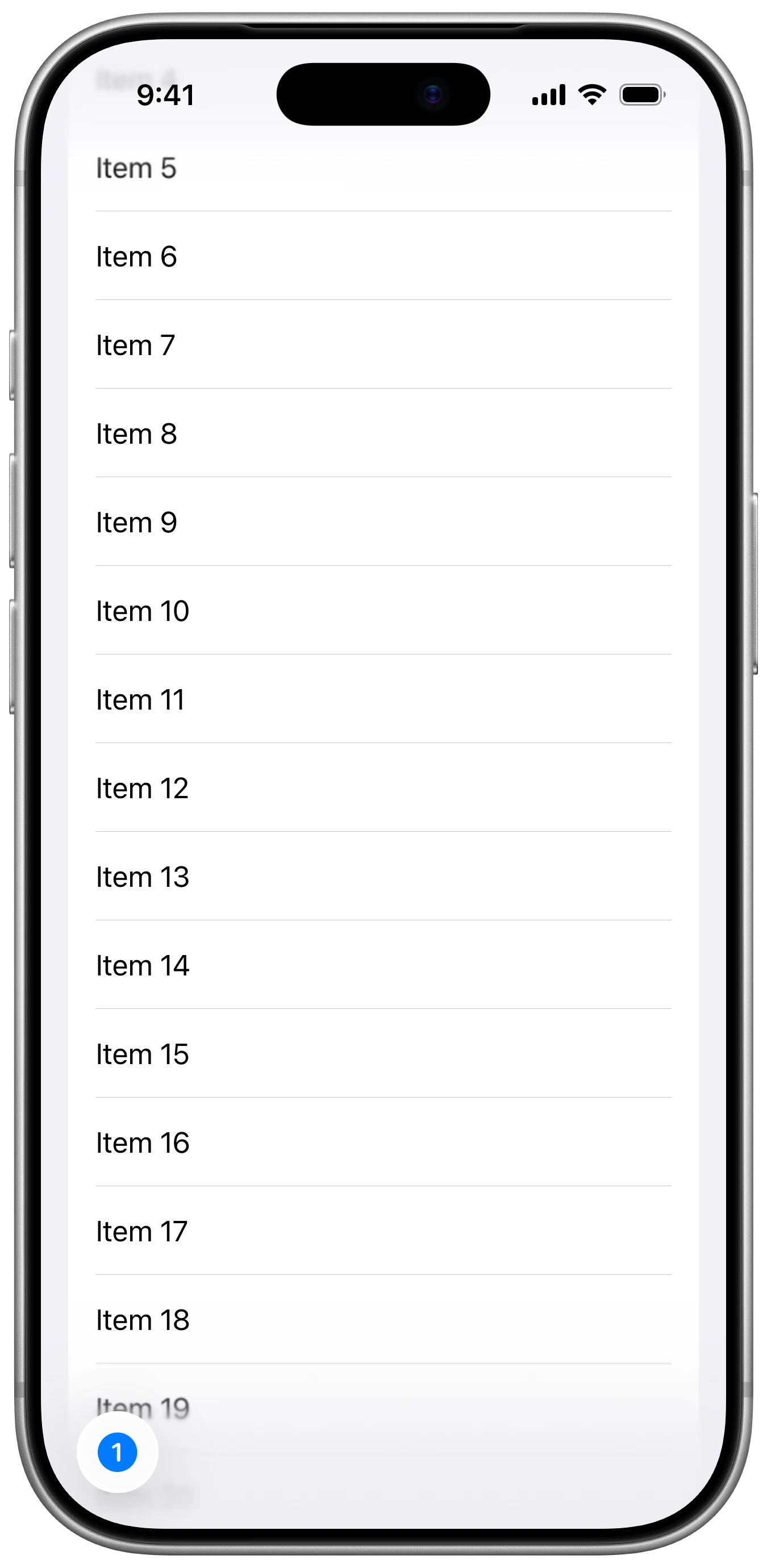 Hide Tab Bar On Scroll Down - iOS on iPhone - Portrait - Liquid Glass - Light Mode - Preview