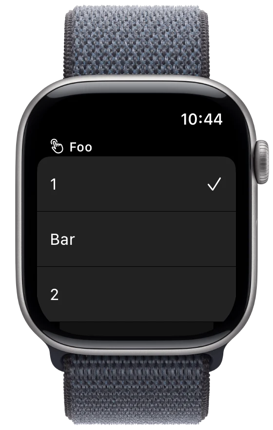InlinePickerStyle - watchOS - Liquid Glass - Light Mode - Preview