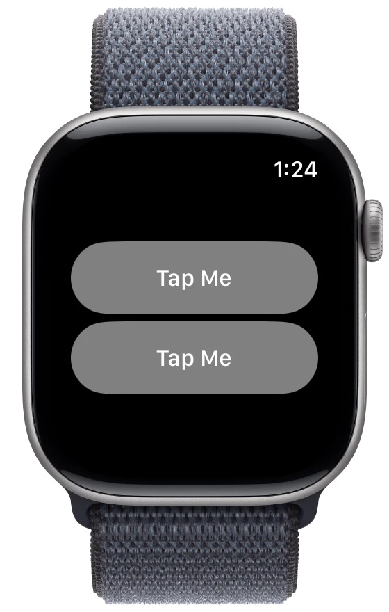 Button Sizing - watchOS - Liquid Glass - Light Mode - Preview