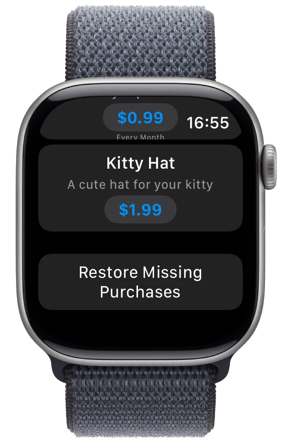 Restore Purchases Button - watchOS - Liquid Glass - Light Mode - Preview